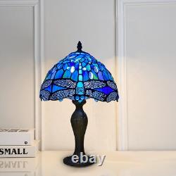 Tiffany Blue Dragonfly Style Table Lamp Stained Glass Shade Home Decoration