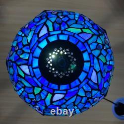 Tiffany Blue Dragonfly Style Table Lamp Stained Glass Shade Home Decoration