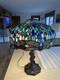 Tiffany Blue Dragonfly Style Table Lamp Stained Glass /very Heavy