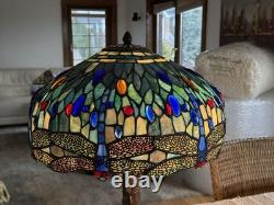 Tiffany Blue Dragonfly style Table lamp Stained Glass /very Heavy