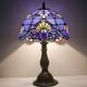 Tiffany Blue Purple Baroque Lavender Stained Glass Table Lamp Reading Light