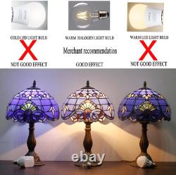 Tiffany Blue Purple Baroque Lavender Stained Glass Table Lamp Reading Light