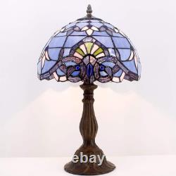 Tiffany Blue Purple Baroque Lavender Stained Glass Table Lamp Reading Light