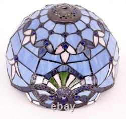 Tiffany Blue Purple Baroque Lavender Stained Glass Table Lamp Reading Light