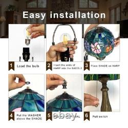 Tiffany Butterfly Flower Stained Glass Table Lamp 12x19 Reading Light Decor