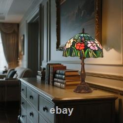 Tiffany Butterfly Flower Stained Glass Table Lamp 12x19 Reading Light Decor