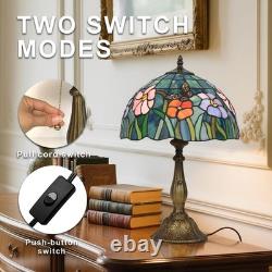 Tiffany Butterfly Flower Stained Glass Table Lamp 12x19 Reading Light Decor