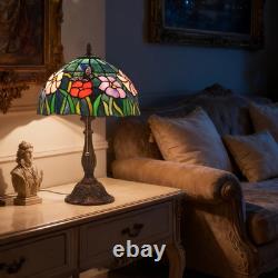 Tiffany Butterfly Flower Stained Glass Table Lamp 12x19 Reading Light Decor