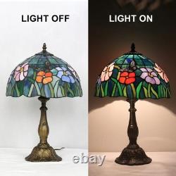 Tiffany Butterfly Flower Stained Glass Table Lamp 12x19 Reading Light Decor
