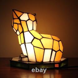 Tiffany Cat Table Lamp Beside Table Lamp, Handmade Stained Glass Desk Lamp