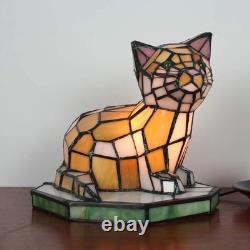 Tiffany Cat Table Lamp Beside Table Lamp, Handmade Stained Glass Desk Lamp Tiffany Cat Table Lamp Beside Table Lamp, Handmade Stained Glass Desk Lamp