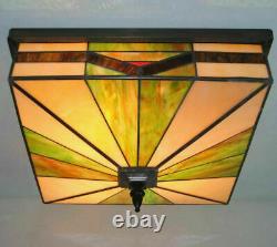 Tiffany Ceiling Lamp Vintage Flush Mount Ceiling Light with Stained Glass Shade