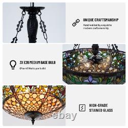 Tiffany Chandelier Stained Glass Pendant Lamp 5-Lights 19 Inch Inverted Fixture
