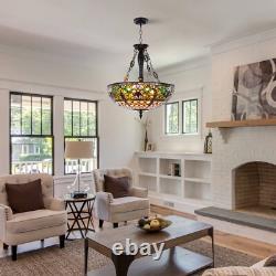 Tiffany Chandelier Stained Glass Pendant Lamp 5-Lights 19 Inch Inverted Fixture