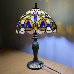 Tiffany Diamond Style Table Lamp 10 inch Handmade Stained Glass Multicolor Home