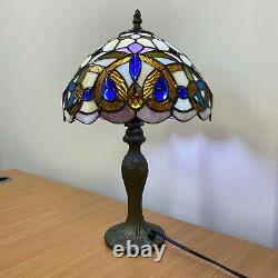 Tiffany Diamond Style Table Lamp 10 inch Handmade Stained Glass Multicolor Home