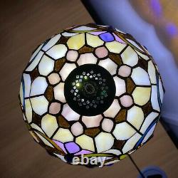 Tiffany Diamond Style Table Lamp 10 inch Handmade Stained Glass Multicolor Home