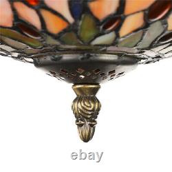 Tiffany Dragonfly Pattern Ceiling Lamp Stained Glass Shade Flush Mount Lighting