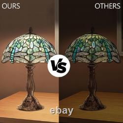 Tiffany Dragonfly Table Lamp, 18'' Tall Vintage Stained Glass Lamp for Bedroo