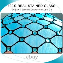 Tiffany Floor Lamp 2-Light 16 Wide Sea Blue Beads Style Stained Glass Standi