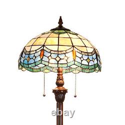 Tiffany Floor Lamp 65 Tall Blue Stained Glass Standing Reading Light Fixture