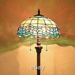 Tiffany Floor Lamp 65 Tall Blue Stained Glass Standing Reading Light Fixture
