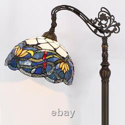 Tiffany Floor Lamp Blue Lotus Flower Stained Glass Arched Lamp 12X18X64 Inch Goo