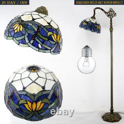 Tiffany Floor Lamp Blue Lotus Flower Stained Glass Arched Lamp 12X18X64 Inch Goo