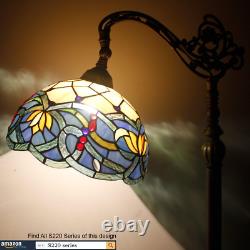 Tiffany Floor Lamp Blue Lotus Flower Stained Glass Arched Lamp 12X18X64 Inch Goo