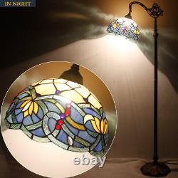 Tiffany Floor Lamp Blue Lotus Flower Stained Glass Arched Lamp 12X18X64 Inch Goo