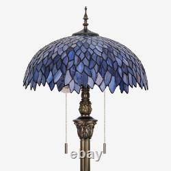 Tiffany Floor Lamp Blue Purple Wisteria Style Stained Glass Standing Reading
