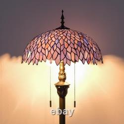 Tiffany Floor Lamp Blue Purple Wisteria Style Stained Glass Standing Reading