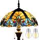 Tiffany Floor Lamp Blue Yellow Liaison Stained Glass Standing Reading Light 16x1