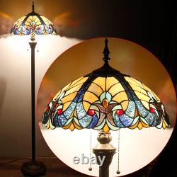 Tiffany Floor Lamp Blue Yellow Liaison Stained Glass Standing Reading Light 16X1