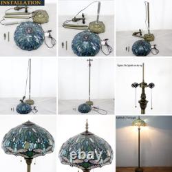 Tiffany Floor Lamp Dragonfly Blue Stained Glass Standing Reading Light 16X16X64