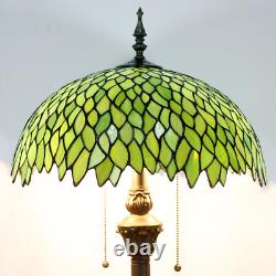 Tiffany Floor Lamp Green Wisteria Stained Glass Standing Reading Light 16X16X64