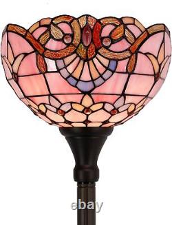 Tiffany Floor Lamp Pink Baroque Stained Glass Light 12X12X66 Inches Pole To