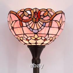 Tiffany Floor Lamp Pink Baroque Stained Glass Light 12X12X66 Inches Pole To