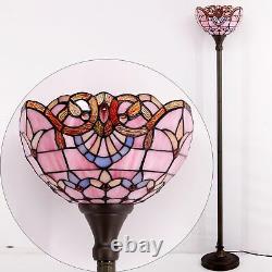 Tiffany Floor Lamp Pink Baroque Stained Glass Light 12X12X66 Inches Pole To