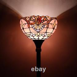 Tiffany Floor Lamp Pink Baroque Stained Glass Light 12X12X66 Inches Pole To