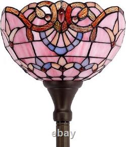 Tiffany Floor Lamp Pink Baroque Stained Glass Light 12X12X66 Inches Pole To