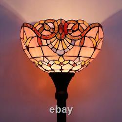 Tiffany Floor Lamp Pink Baroque Stained Glass Light 12X12X66 Inches Pole To