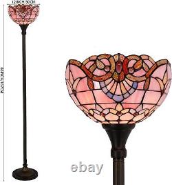 Tiffany Floor Lamp Pink Baroque Stained Glass Light 12X12X66 Inches Pole To