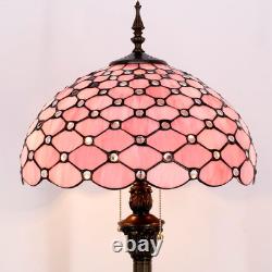 Tiffany Floor Lamp Pink Stained Glass Bead Standing Reading Light 16X16X64 Inche