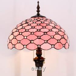 Tiffany Floor Lamp Pink Stained Glass Bead Standing Reading Light 16X16X64 Inche