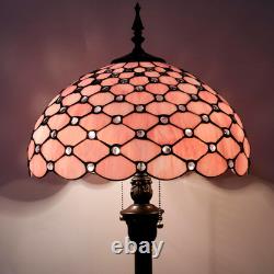 Tiffany Floor Lamp Pink Stained Glass Bead Standing Reading Light 16X16X64 Inche