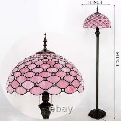 Tiffany Floor Lamp Pink Stained Glass Bead Standing Reading Light 16X16X64 Inche