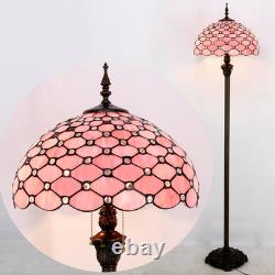 Tiffany Floor Lamp Pink Stained Glass Bead Standing Reading Light 16X16X64 Inche
