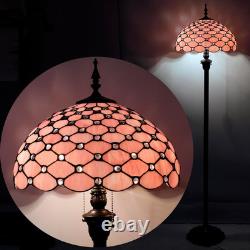 Tiffany Floor Lamp Pink Stained Glass Bead Standing Reading Light 16X16X64 Inche