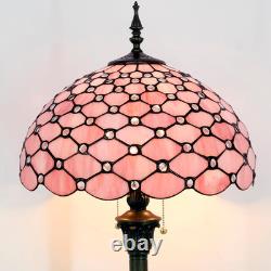 Tiffany Floor Lamp Pink Stained Glass Bead Standing Reading Light 16X16X64 Inche